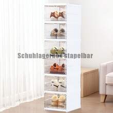  3/6/12 Stück/Set Schuhbox Set Schuhkarton transparente stapelbare Schuhaufbewahrungsboxen, platzsparende faltbare Schuhregale, Behälter für Sportschuhe, hochwertige Schuhorganizer, Schuhboxen Aufbewahrung stapelbar Set - Übersicht 3
