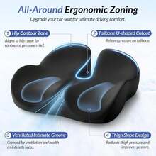 ZIKEE Car Seat Cushion For Driving With Cooling Gel, Ergonomic Memory Foam Seat Cushion For Car Provides Sciatica, Back, Tailbone Pain Relief And Intimate Ventilation, Anti-Slip &Amp; Breathable Cover - MàuA - Xem 3