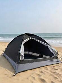 1pc Large Straight Door 2-3 Person Silver-Coated Camping Tent, Easy Assembly, Foldable, Storable, Mosquito-Proof With Mesh, Suitable For Outdoor Camping, Park Picnic, Fishing, Home Use, Sun Shelter - B - View 3
