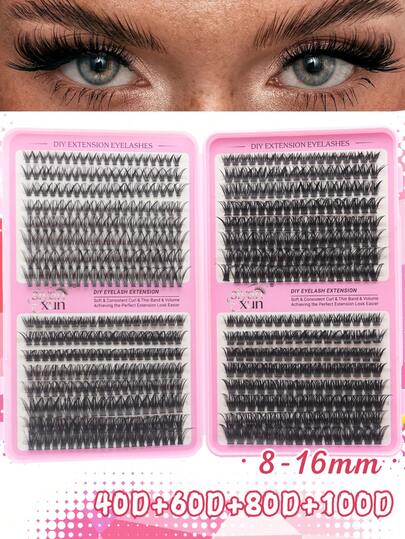 DIY Lash Extension 8-16MM Eyelash Clusters Individual Eyelash Extensions, Natural And Dramatic Effect, DIY Makeup Tools For Full, Dense Lashes