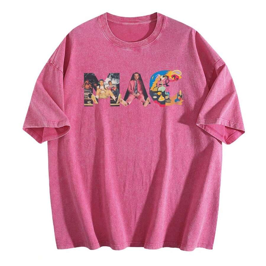 Women's Pink Streetwear T-Shirt, Short Sleeve Round Neck Casual Top With Print, Regular Fit And Slight Stretch Fabric, Y2K Style - 玫瑰紅加厚款 - 查看 1