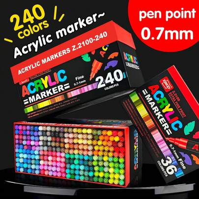 36/60/84/120/168/240/260 Color Options, 0.7mm Ultra-Fine Tip, High Coverage, Suitable For Rock Painting, Ceramics, Wood, Plastic, Canvas, Glass, Card Making, DIY Crafts And Art Supplies, Also Applicable For School Supplies And Back To School Season