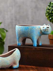 Cute Cat Planter, Retro Ceramic Desktop Succulent Planter, Creative Desktop Greenery Pot - New Model - View 7
