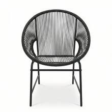 SILLA DE MIMBRE PARA PATIO EXTERIOR NUSA, RATÁN BLANCO Y ESTRUCTURA DE HIERRO, JUEGO DE 2 - Sillón Club (Negro) - Ver 9