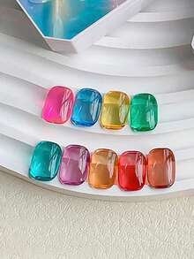 Mec 12ml Spring Summer Glass Nail Sheer Gel Nail Polish, 9 Colors Transparent Jelly Gel, Vibrant Rainbow Pink Blue Green Yellow Purple Tones, Glossy Glass Finish, Soak Off UV/LED Curable Long-Lasting For Beach, Festival & Daily Manicure - Multicolor - View 10