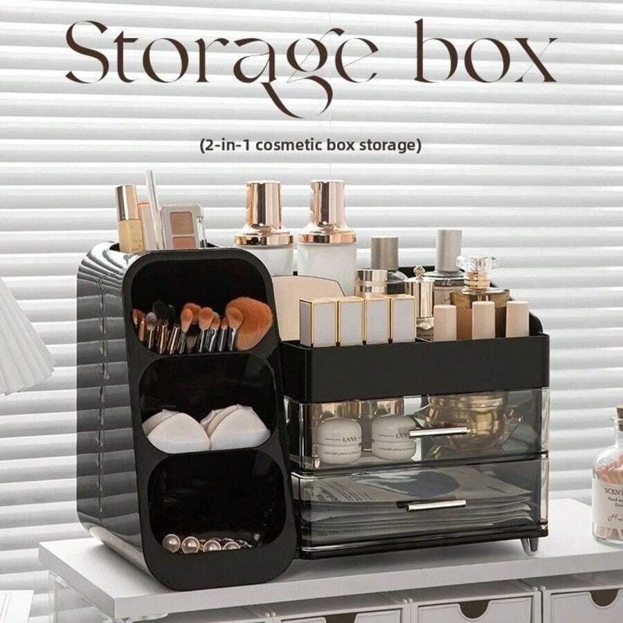 Hộp đựng đồ trang điểm chống bụi dung tích lớn, hộp đựng mỹ phẩm, cọ trang điểm, son môi, đồ chăm sóc da để bàn trang điểm. - Nhiều màu - Xem 1