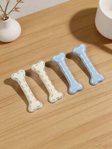 2-4pcs Cute Striped Dog Bone & Duck Bill Shaped Clips, Versatile Side Bangs Hairclips, Holiday Party Hair Accessories,Summer,Travel - Multicolor - View 6
