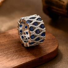 1pc Women's Fashion Luxury Vintage Hollow Design Wide Ring Inlaid With Sparkling Zirconia, Versatile Jewelry For Party, Banquet, And Daily Commute - Wide Ring - View 17