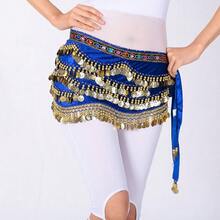 1pc Women's Wavy Belly Dance Belt Hip Scarf Women's Sweet Belly Dance Golden Coin Hip Scarf Skirt Wrap Noisy - Multicolor - View 10
