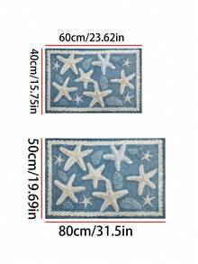 1pc Ocean Style Starfish Pattern Bath Mat, Soft Washable Rectangular Carpet Suitable For Bathroom, Kitchen, Entryway, Ideal Home Decor Gift, Fashionable - A - View 7