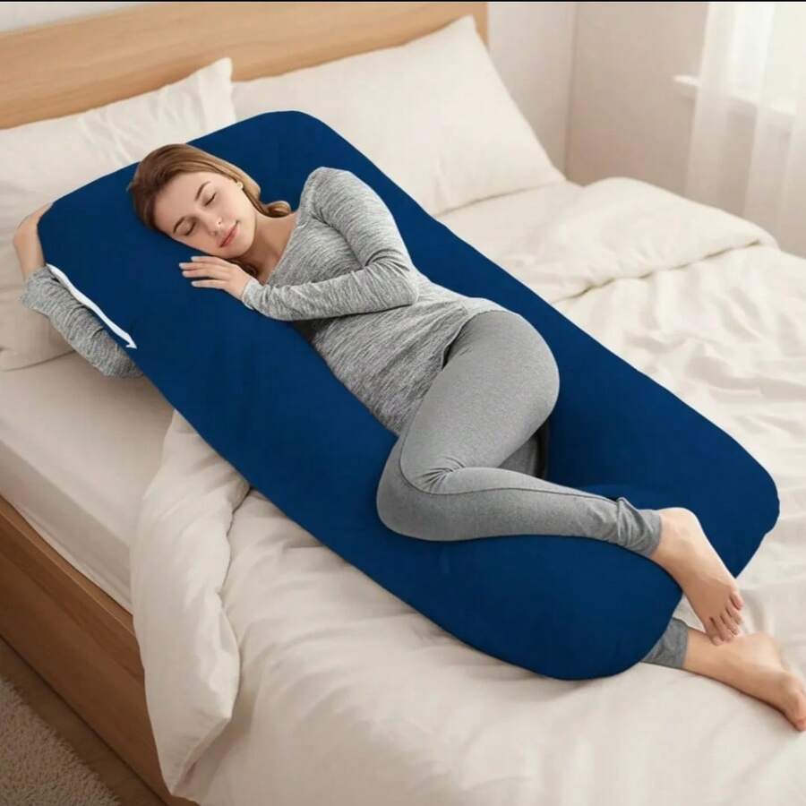 Almohada de Embarazo Lactancia Jumbo Premium Color azul Marino Geometrico - Azul Marino - Ver 1