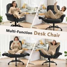 Office Desk Chair, High Back Executive Computer Chair, Ergonomic Big And Tall Adjustable PU Leather Chairs With Padded Armrest For Long Time Sitting,Thanksgiving,Christmas Gift - 黑色 - 查看 6