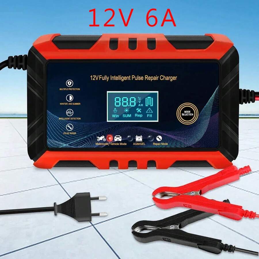 12V 6A Smart Car Battery Charger, Smart Pulse Automatic Repair - A - View 1