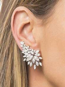 1 Pair Sparkling Women's Cubic Zirconia Stud Earrings Gorgeous Female Bridal Wedding Party Fashion Ear Piercing Accessories Jewelry - 白色 - 查看 3
