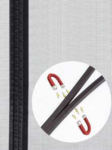 1pc Summer Mosquito Magnetic Screen, Invisible Screen, Magnetic Curtain, Quick Close, Easy Install, Washable, Removable, Suitable For Living Room, Kitchen, Bedroom - Middle Magnetic Strip - View 4