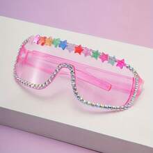 Futuristic Large-Frame Acrylic Colorful Cute Bear Women's Windproof Glasses - Star Pink - View 8