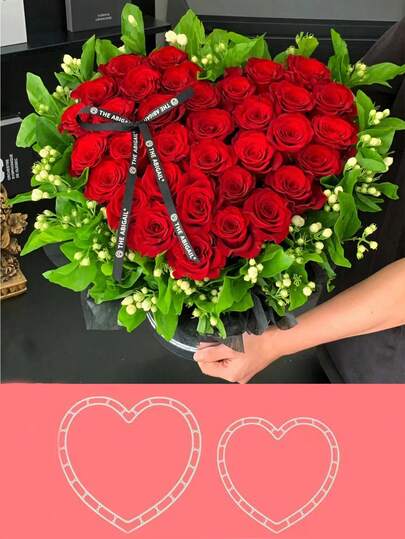 1 Set Heart-Shaped Flower Arranging Holders, Heart-Shaped Bouquet Holders DIY Vase Tools, Handmade Bouquet Packaging Accessories, Mother's Day Gift, Gift For Mom, Birthday Gift, DIY Gift, Wedding Bouquet Supplie