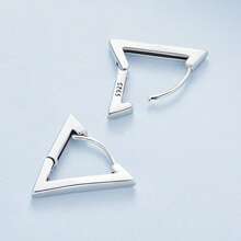 BAMOER 925 Sterling Silver Small Triangle Hoop Earrings Geometric Hoop Earrings Hypoallergenic Earrings Suitable For Women And Girls - Silver - View 6