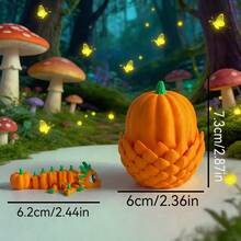 3D Imprimé Mignon Citrouille Dragon + Modèle d'Œuf de Dragon Figurine Jouet en Plastique Décoration de Bureau Sculpture Cadeau pour les Fêtes - Multicolore - Voir 4
