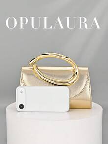 OpulAura Retro Solid Color Clutch Bag, Versatile Compact Purse, Fashionable PU Leather Handbag For Women, Suitable For Weddings, Parties, Galas, Dinners And Other Occasions - Gold - View 3