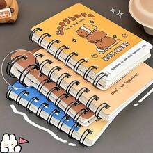 1pc Capybara Spiral Notebook Cute Water Vole Cartoon Student Memo Pad, Portable Wrong Answer & Vocabulary Book (Random) - Multicolor - View 4