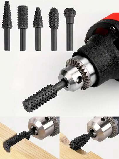 5pcs Woodworking Electric Grinding Head Tool Set For DIY Wood Grinding And Polishing, Suitable For Woodworking, Metal Drilling, Carving And Polishing, 5-Piece Woodworking Wolf Tooth File Rotary Electric Grinding Head Tool