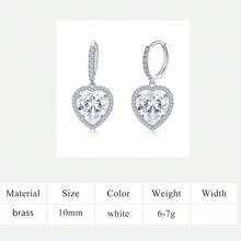 MDFUN Bông tai dáng dài mạ vàng trắng 18K đính đá CZ hình trái tim - Trang sức cưới dạng vòng đính đá cho nữ. - trắng - Xem 9
