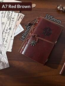 6 Colors Available A5/A6/A7 Kraft Paper Loose-Leaf Notebook With Metal Binder Rings, Refillable Inner Pages, Minimalist Journal For Students And Office Use - A7 - View 10