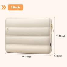 TECOOL 13.3-16 英寸蓬松柔软绗缝笔记本电脑保护套，防水电脑包，适用于 MacBook Air 13/13.6/15 M4/M3/M2/M1、Pro 16/14/13 M4/M3/M2/M1、13.3-16 英寸 HP 笔记本电脑及其他品牌，米色 - 查看 8