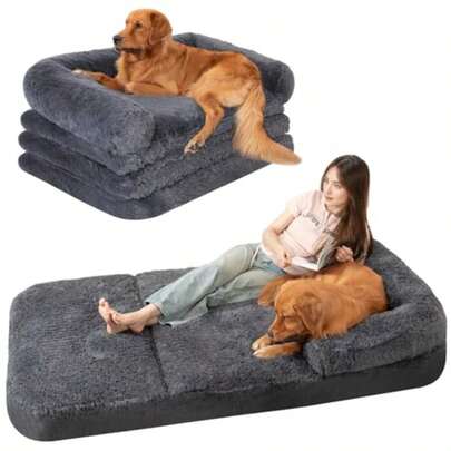 Sofá Cama Plegable para Perros 185 X 107 X 25 Cm Ortopédico De Piel Sintética con Colchón De Espuma Portátil para Adultos Ideal para Acampar En Interiores.