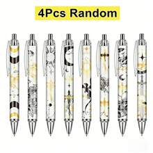 2/4/8/16支装可伸缩龙形圆珠笔套装，包含太阳、月亮、星星、塔罗牌和西方神话元素，个性化笔套装，适合开斋节、情侣、朋友生日、教师、学生办公及学习用品 - 龍 - 查看 10