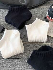 10双装黑白防滑弹力低帮袜，隐形袜，男女通用休闲袜，户外运动船袜 - 彩色 - 查看 3