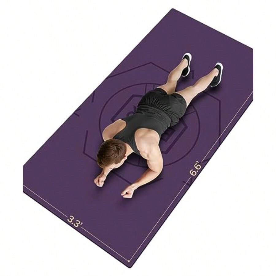 nuveti esterilla grande 6'x 3' esterilla Extra ancha para hombres y mujeres esterilla de Yoga gruesa de 1/4 esteresterilla antidesliz no tóxica esterilla grande perfecta para el ejercicio de los pies descalzos (Yoga Pilates estiramiento meditación) - Morado oscuro - Ver 1