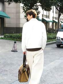 SUN CAI New Men's Casual Jacket Made With Imported Fabric, Polo Collar. - trắng - Xem 2