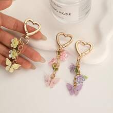 1 móc khóa hình bướm và hoa, móc chìa khóa dễ thương, phụ kiện túi xách nữ, trang sức tự làm, mặt dây chuyền quà tặng cho bạn thân - Nhiều màu - Xem 5