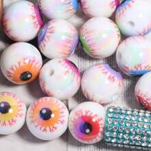 10/20pcs Acrylic Colorful Horror Eyeball Beads, Printed Hole Round Loose Beads, Suitable For DIY Jewelry Making, Pens, Necklaces, Bracelets, Earrings, Bag Chains, Keychains, Keyring Decorative Beading - Multicolor - View 6
