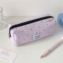 1个波点纯色铅笔盒，文具收纳袋，高品质化妆包，便携式化妆刷收纳盒，女士小物件整理袋 - 彩色 - 查看 17