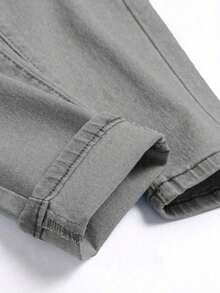 Stretch Denim Jeans, Men's Straight Fit Daily Slim Fit Jeans, Cotton Fabric Slant Pockets, Versatile - Xám - Xem 7