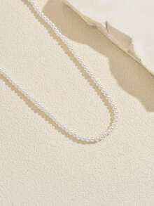 1件简约奢华度假风迷你珠子仿珍珠几何项链，百搭女士日常佩戴、派对、通勤、宴会、旅行、拍照、购物、约会等场合皆宜 - 白色 - 查看 4