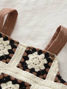 bearleader 2pcs/Set Girls' Summer Casual Floral Woven Texture Camisole Top And Pants Set - Brown - View 3