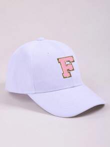 1pc Children's 26 Letter Pattern White Baseball Cap, Fashionable Sports Sun Hat Suitable For Kids School And Casual Wear, Adjustable Baby Baseball Cap - Multicolor - View 26