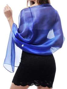 1PC Fashion Elegant Vacation Style Blue Shimmer Evening Dress Party Bridal Cloud Shoulder Suitable For Women's Daily Vacation And Evening Dress Matching 200*68cm/78*26.5in - Multicolor - View 13