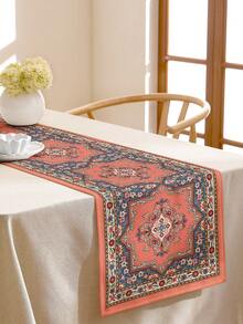 1 Stück Vintage Retro Muster bedruckter Leinen Tischläufer, geeignet für Feiertage, Partys, Geburtstage, Abendessen, Küchen- und Esszimmer Dekoration, Schuhschrank Abdeckung, ganzjährige Heim-Dekoration & Textilien - Verschiedenfarbig - Übersicht 7