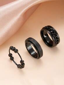 Bộ 3/6 chiếc nhẫn giảm căng thẳng cá nhân hóa, bao gồm dây chuyền hình ngôi sao và mặt trăng, thiết kế hạt mờ, phong cách tối giản phù hợp cho cả nam và nữ, quà tặng lý tưởng cho hàng ngày, hẹn hò, tiệc tùng, ngày lễ. - Nhiều màu - Xem 14