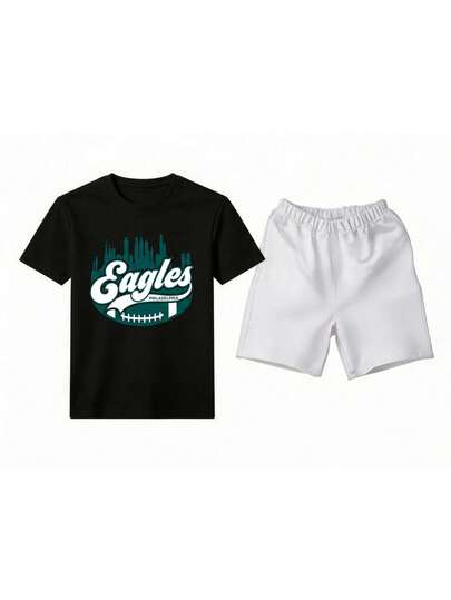 Conjunto para hombre estilo urbano casual con estampado creativo ajuste holgado cuello redondo manga corta primavera verano uso diario set de playera y shorts