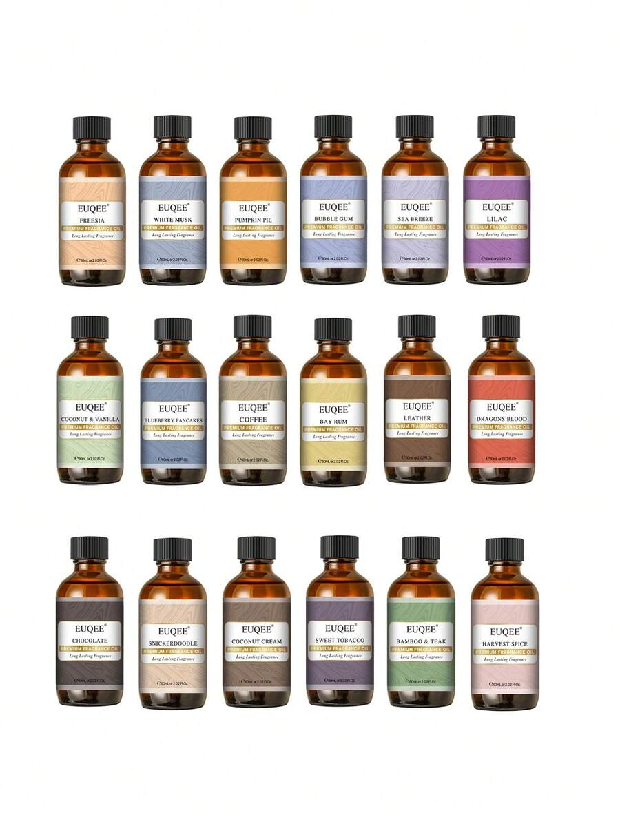 EUQEE 1 chai 60ml Tinh dầu thơm dùng cho máy khuếch tán, máy tạo độ ẩm, làm xà phòng và nến DIY, Tinh dầu cao cấp dùng cho máy tạo độ ẩm, chăm sóc da tại nhà, dưỡng da toàn thân, liệu pháp hương thơm đa năng - nhiều mùi hương - Xem 1