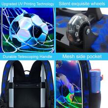 Bộ 3 balo kéo cho trẻ em, balo sách có bánh xe cho bé trai, balo đi học tiểu học có bánh xe kèm túi đựng cơm trưa - Màu sắc bóng đá. - Ba lô kéo chống tia UV đựng bóng đá - Xem 4