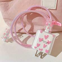 6pcs Heart-Shaped Cable Protector Set, Organizer Compatible With Apple 20W/15W Charging Cable, Protective Case, Bite Proof Sleeve - Multicolor - View 4