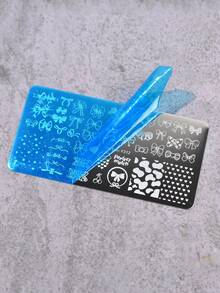 Bộ 6 khuôn dập móng nghệ thuật, họa tiết bướm, trái tim, hoa và nơ. - Bạc - Xem 3