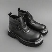 Men High-Top Leather Riding Boots - Black High - View 7